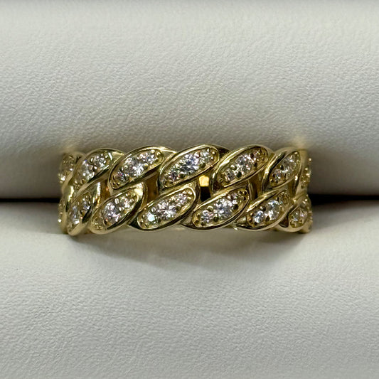 14k 7mm CZ Cuban Link Ring