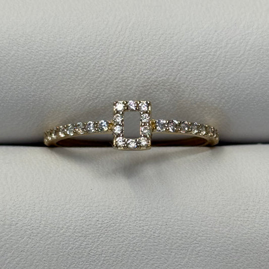 14k CZ Rectangle Ring
