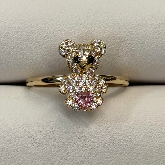 14k CZ Teddy Bear Ring