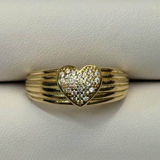 14k CZ Heart Ring