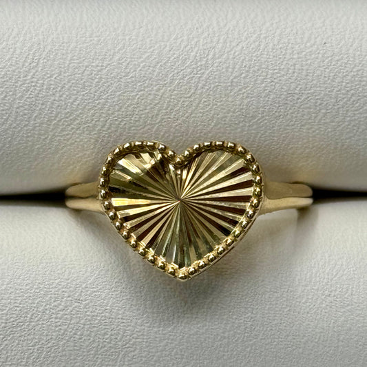14k Diamond Cut Heart Ring