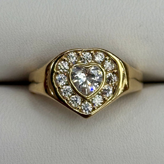 14k CZ Birth Stone Heart Ring