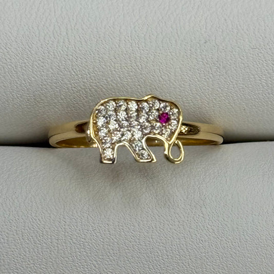 14k Mini CZ Elephant ring