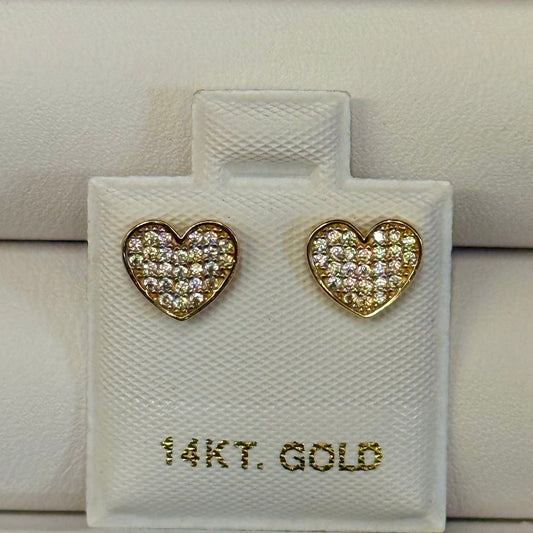 14k CZ Heart Earrings