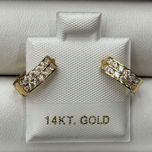 14k 2-Row Cz Small Hoops