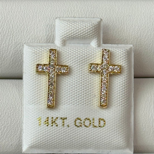 14k Cz Cross Earrings