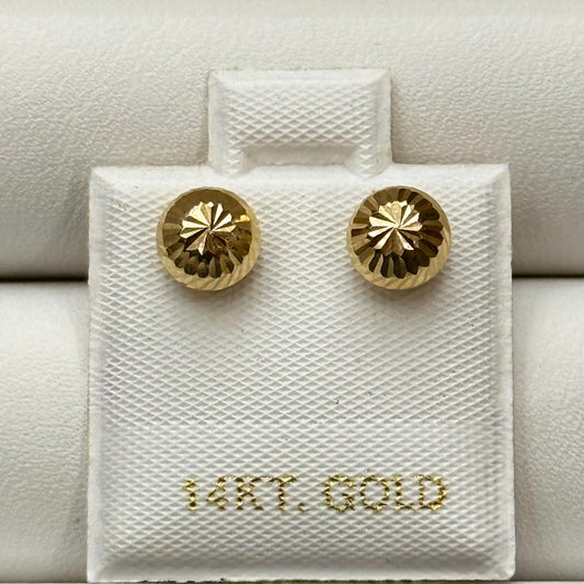 14k Small Diamond Cut Ball Earring