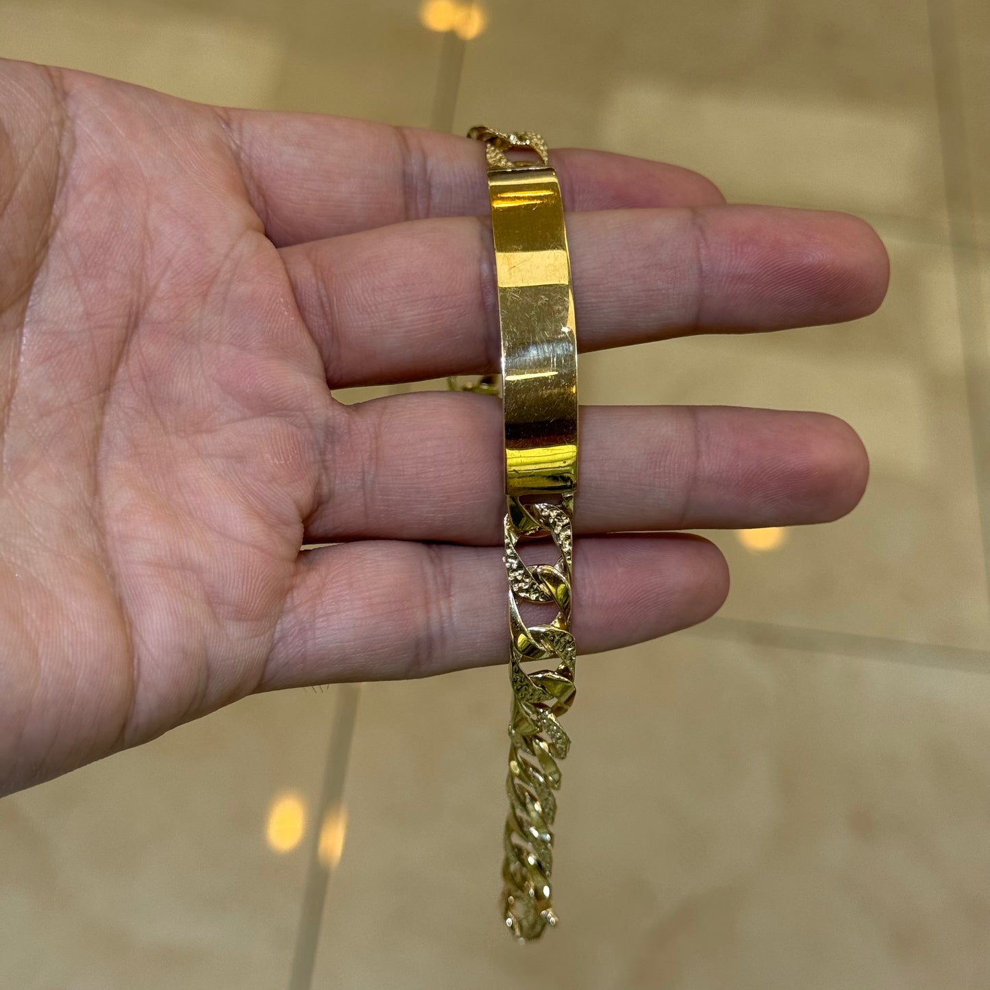 14k 9mm Nugget Cuban Link ID Bracelet
