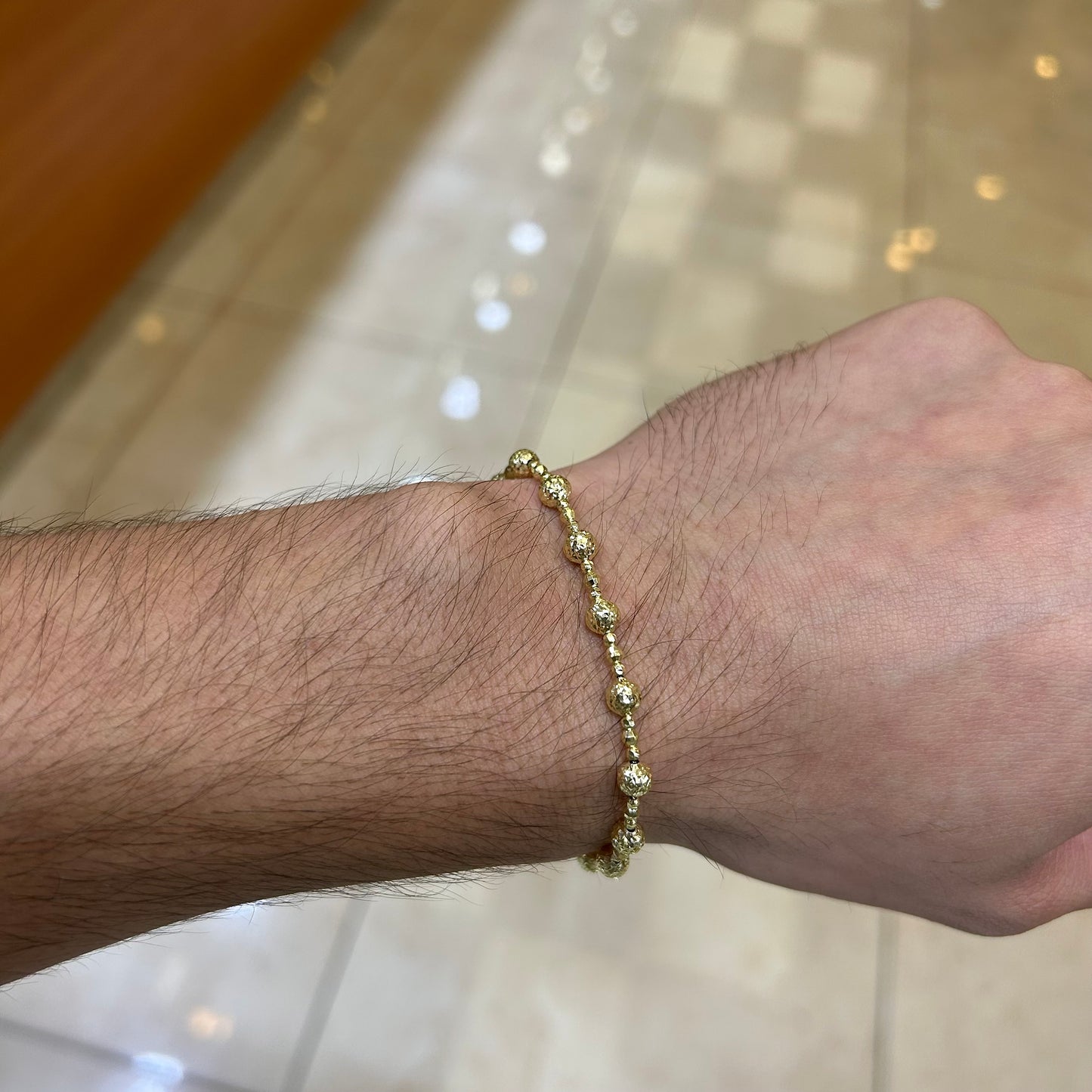 14k 4mm Diamond Cut Ball Bracelet