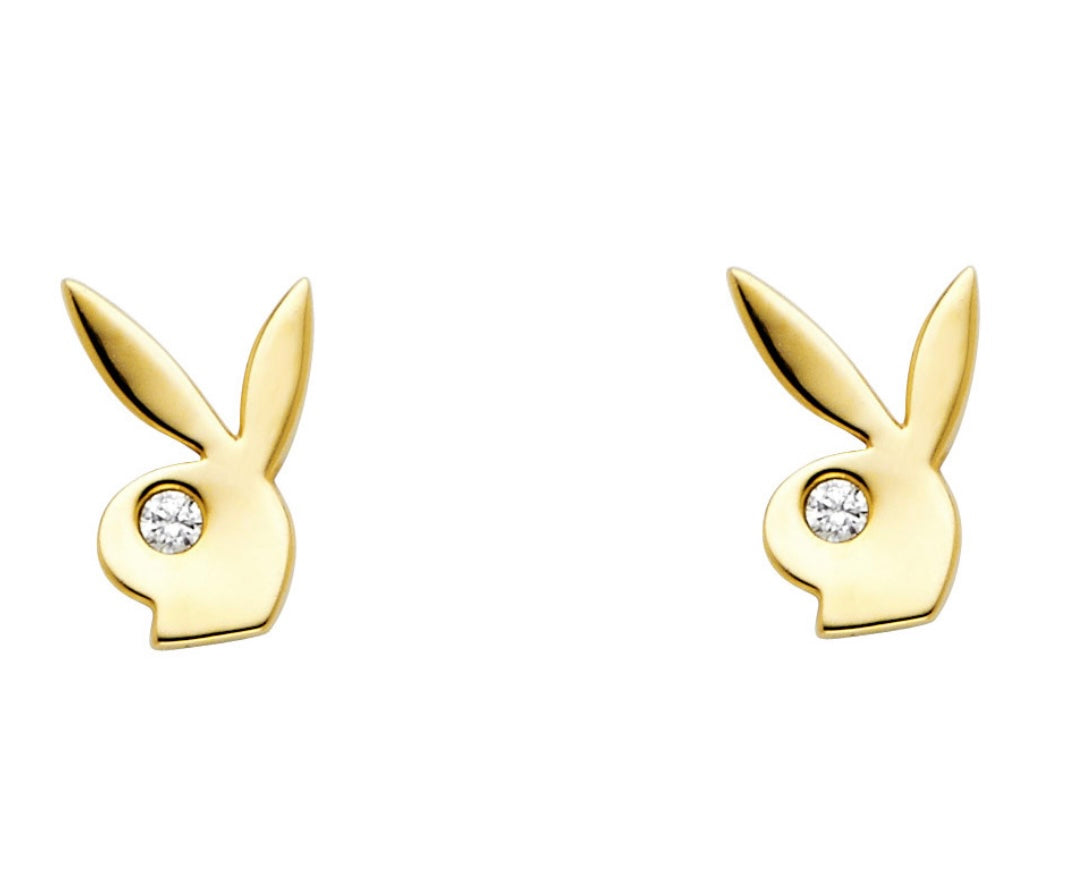 14k Yellow Gold Rabbit Earring