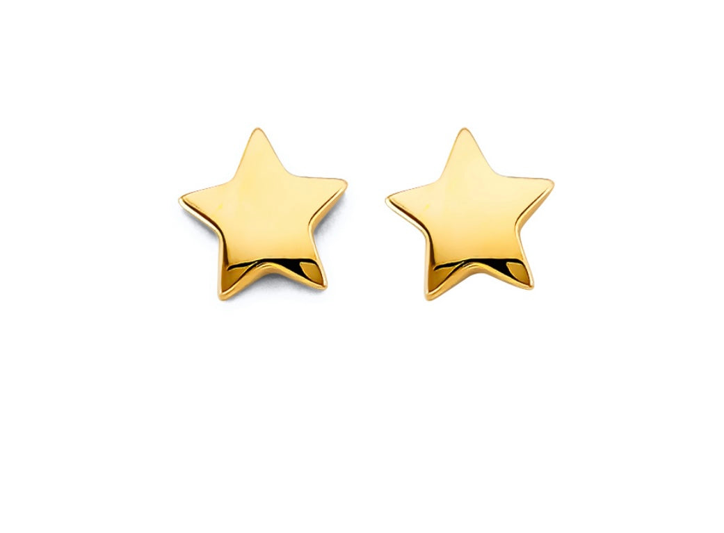 14k Yellow Gold Star Earrings