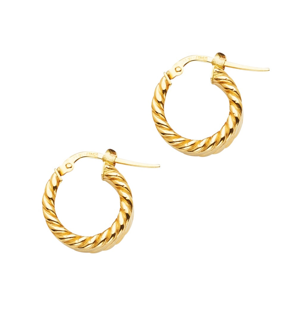 14k Yellow Gold Braided Hoop Earring