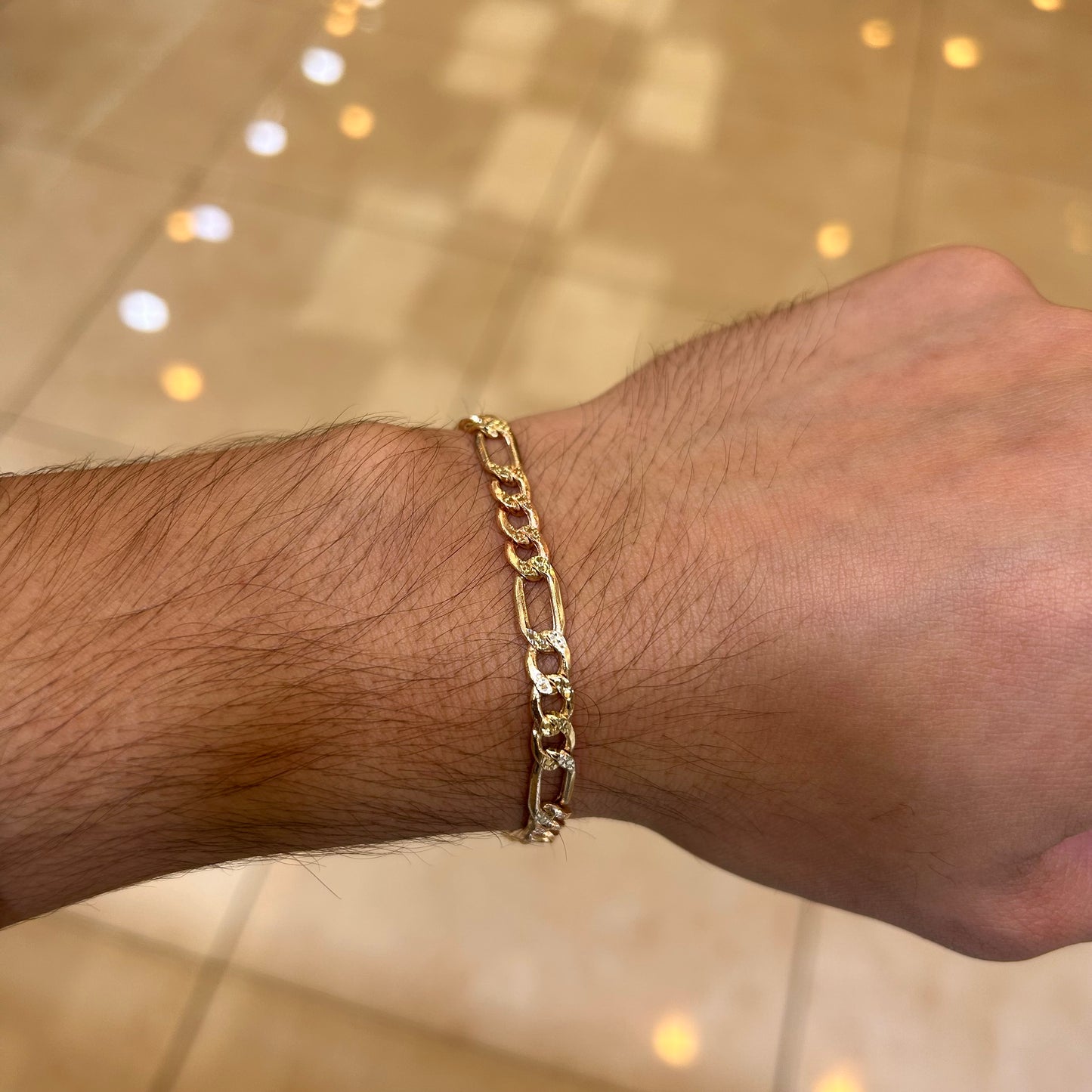 14k 6mm Semi Solid Tri Color Fígaro Bracelet