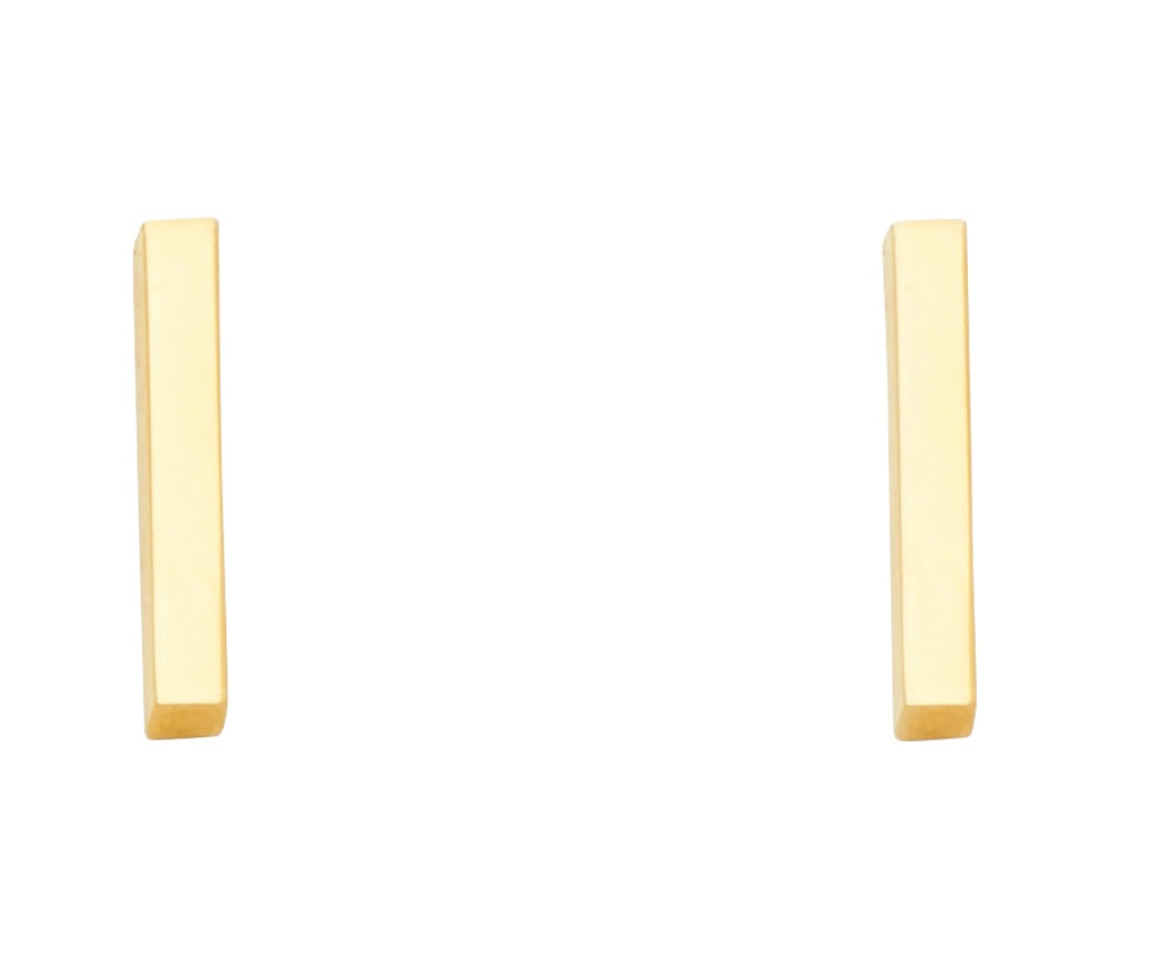 14k Yellow Gold Bar Earring