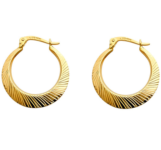 14k Tri Color Moon Shape Hoop Earring