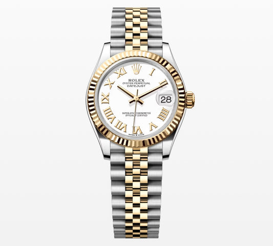 New 2-Tone 31mm White Roman Datejust