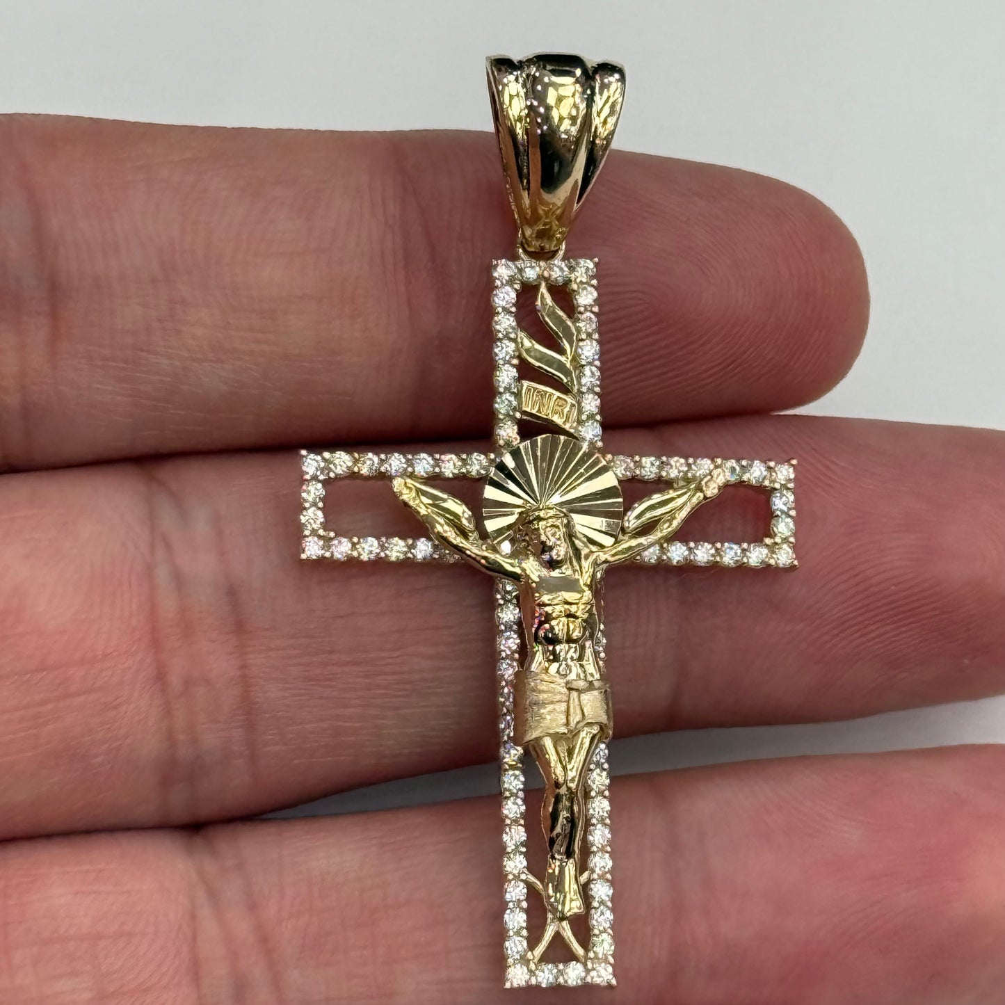 14k CZ Cross Pendant