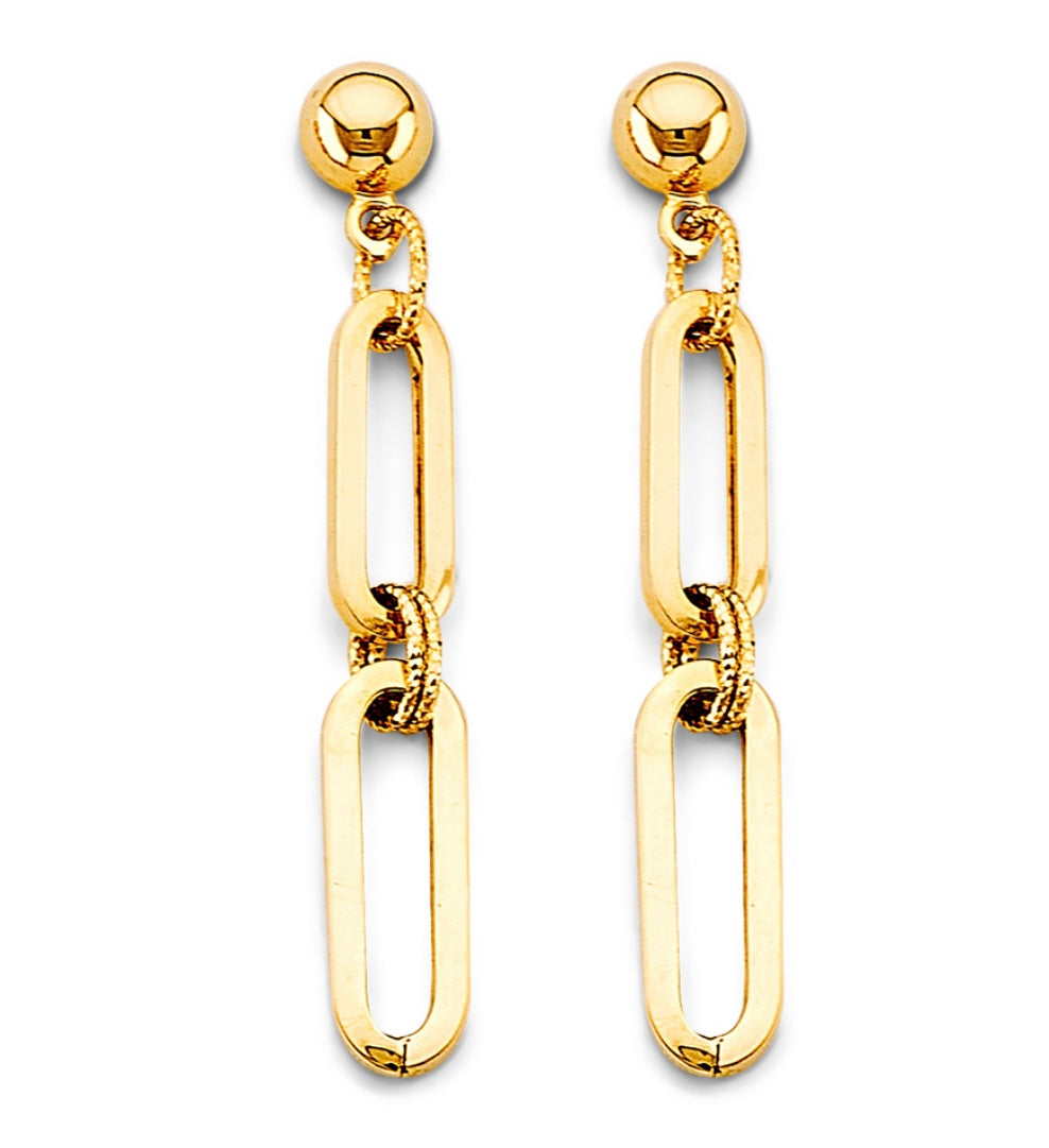 14k Yellow Gold Paperclip Earring