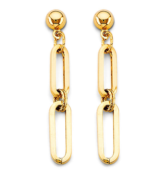 14k Yellow Gold Paperclip Earring