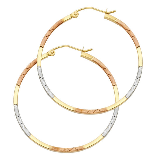 14k Tri Color Hoop Earring