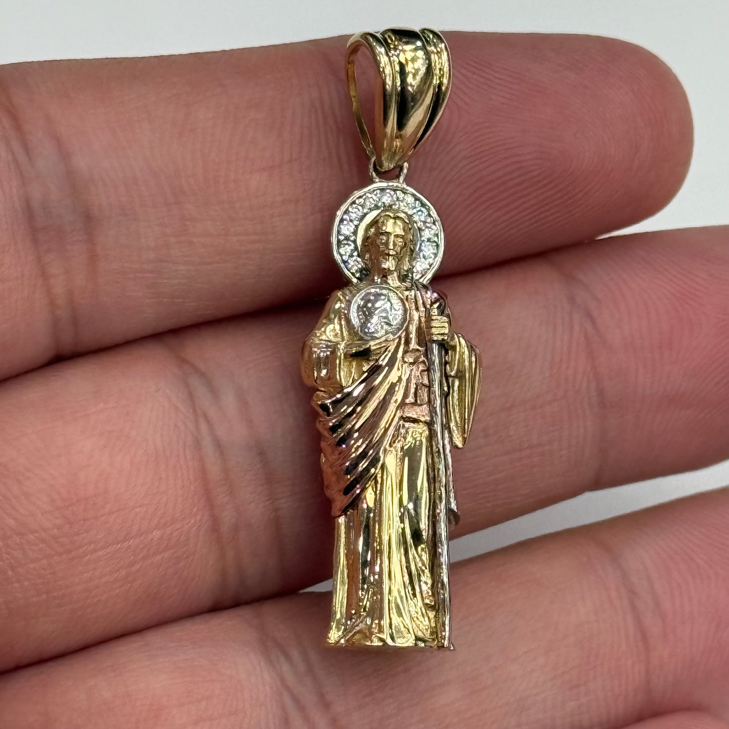 14k 3D Mini Tri Color San Judas Pendant