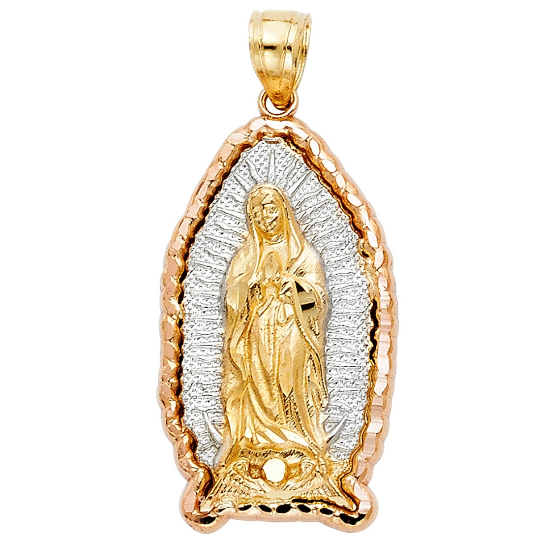 14k Tri Color Mary Charm