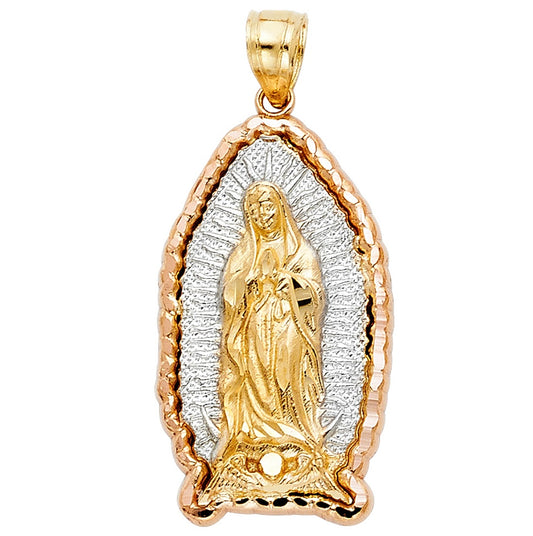 14k Tri Color Mary Charm