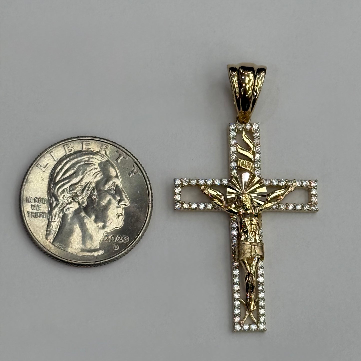 14k CZ Cross Pendant