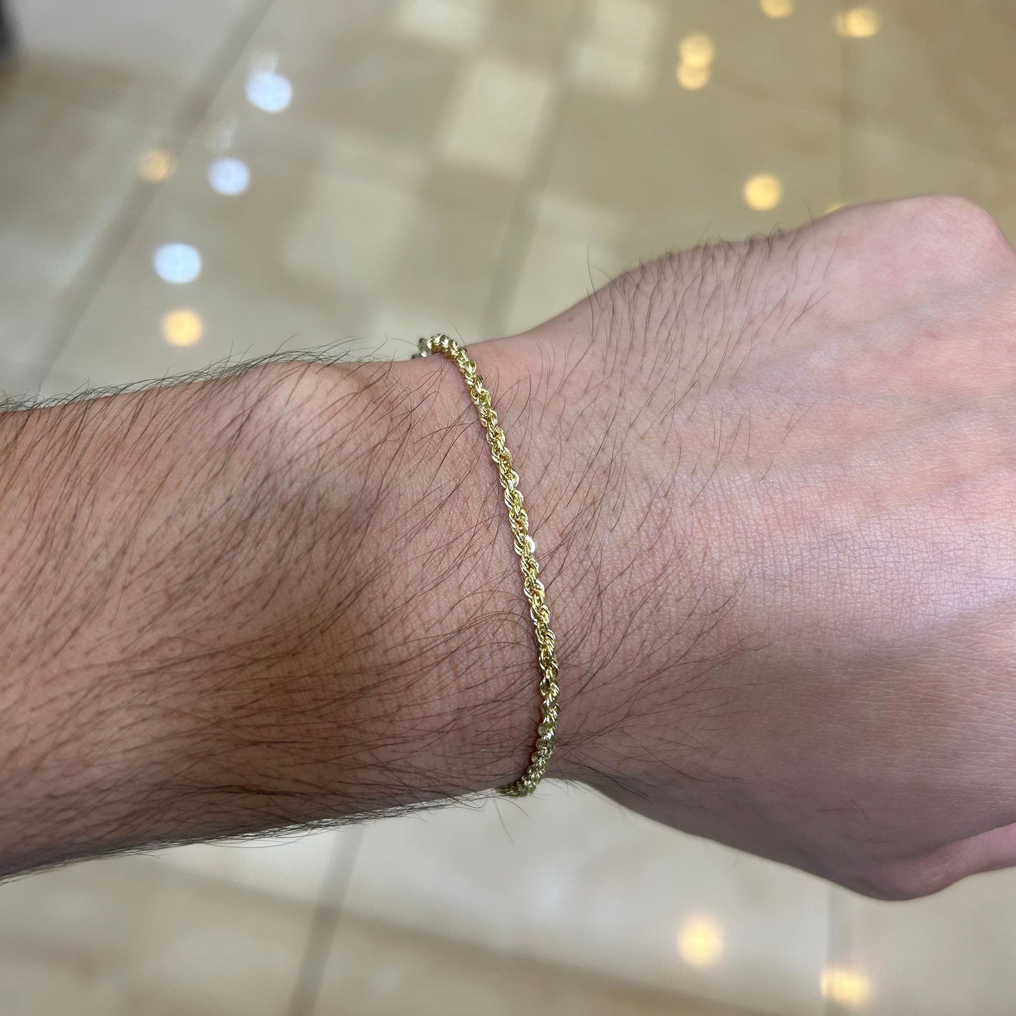 14k 2mm Solid Rope Bracelet