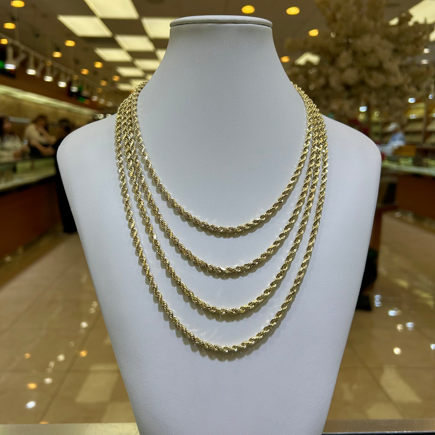 14k 4mm Semi Solid Rope Chain