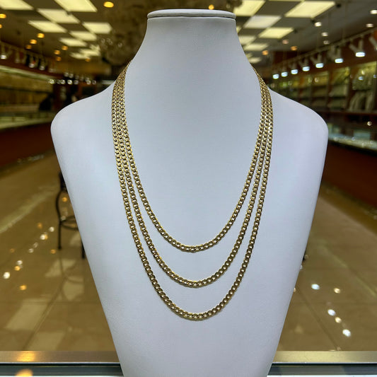 14k 4mm Semi Solid Cuban Chain