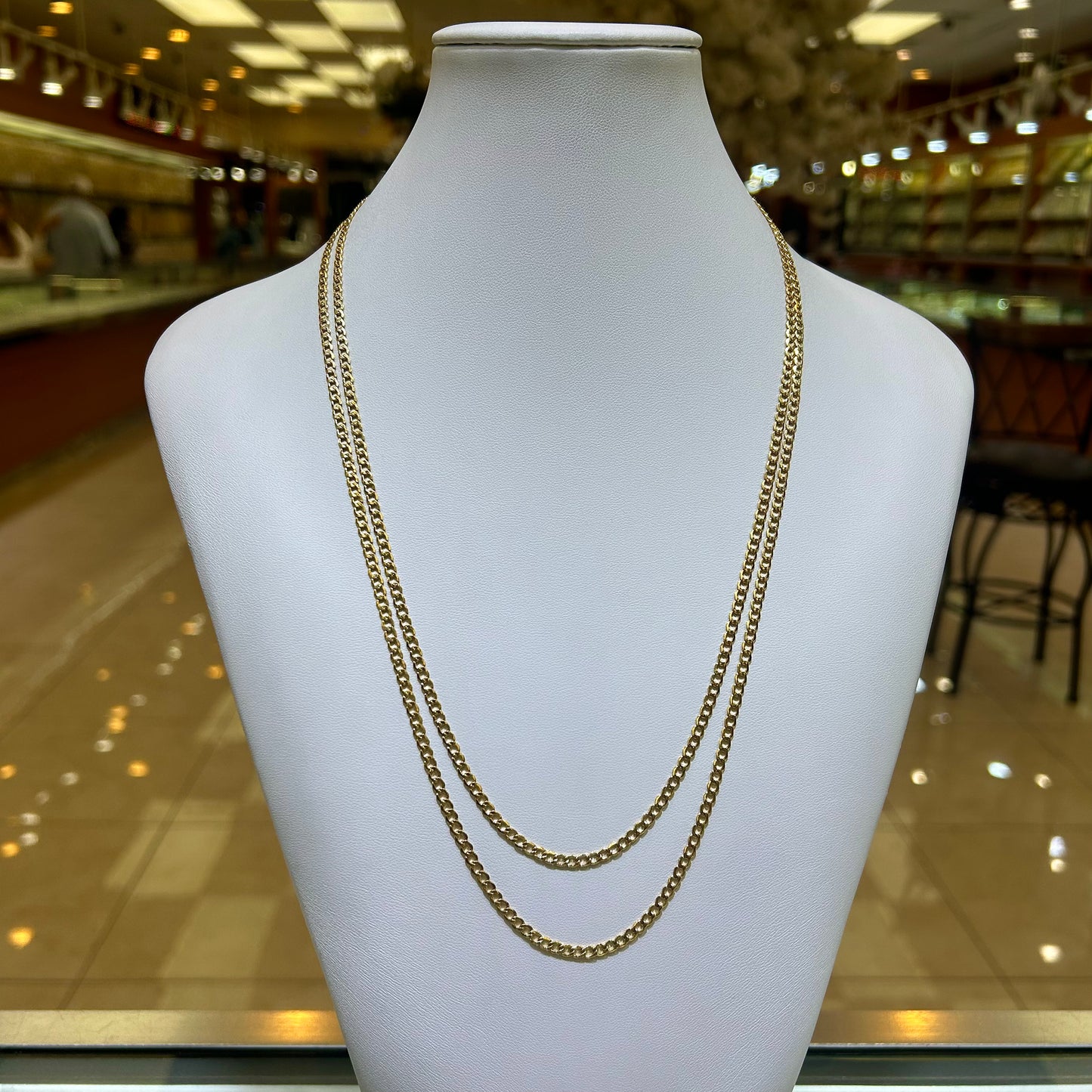 14k 3mm Semi Solid Cuban Link Chain