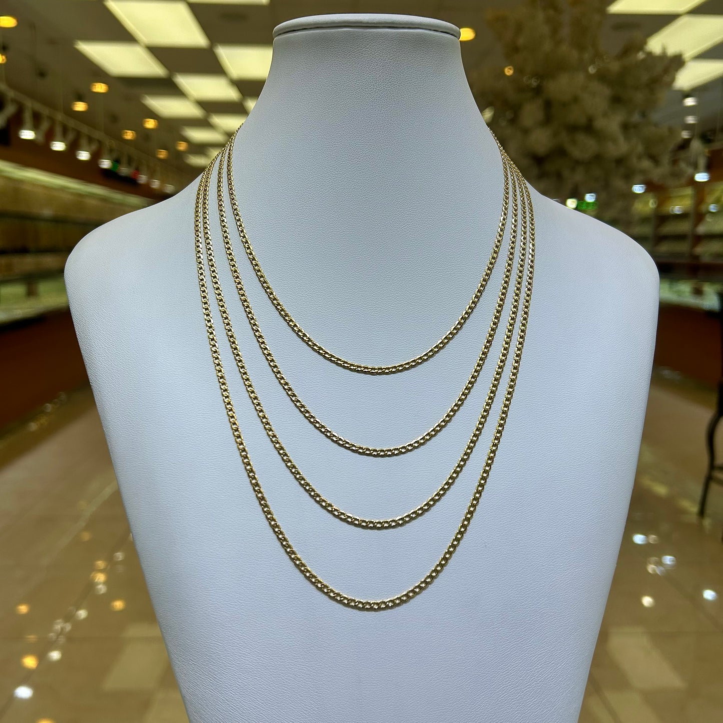 14k 2.5mm Semi Solid Cuban Chain