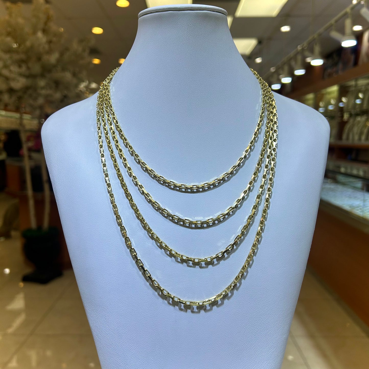 14k 3mm Solid Hermes Link Chain