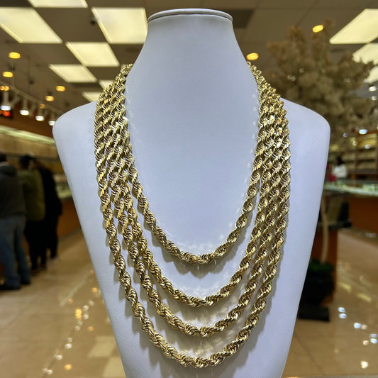 14k 7mm Solid Rope Chain