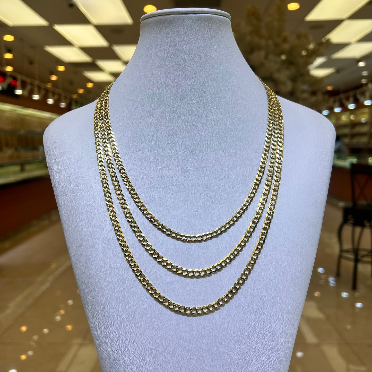 14k 5mm Solid Curb Cuban Link Chain