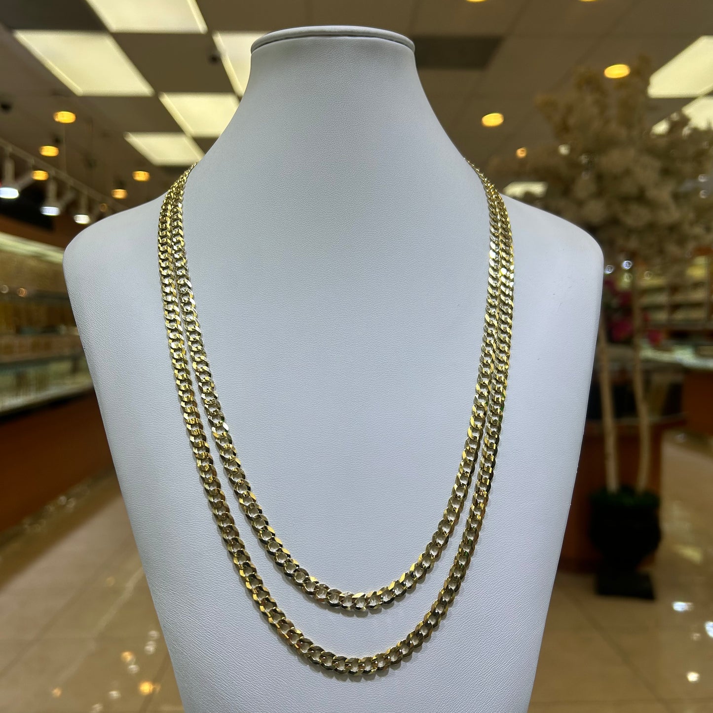 14k 6mm Solid Curb Cuban Link Chain