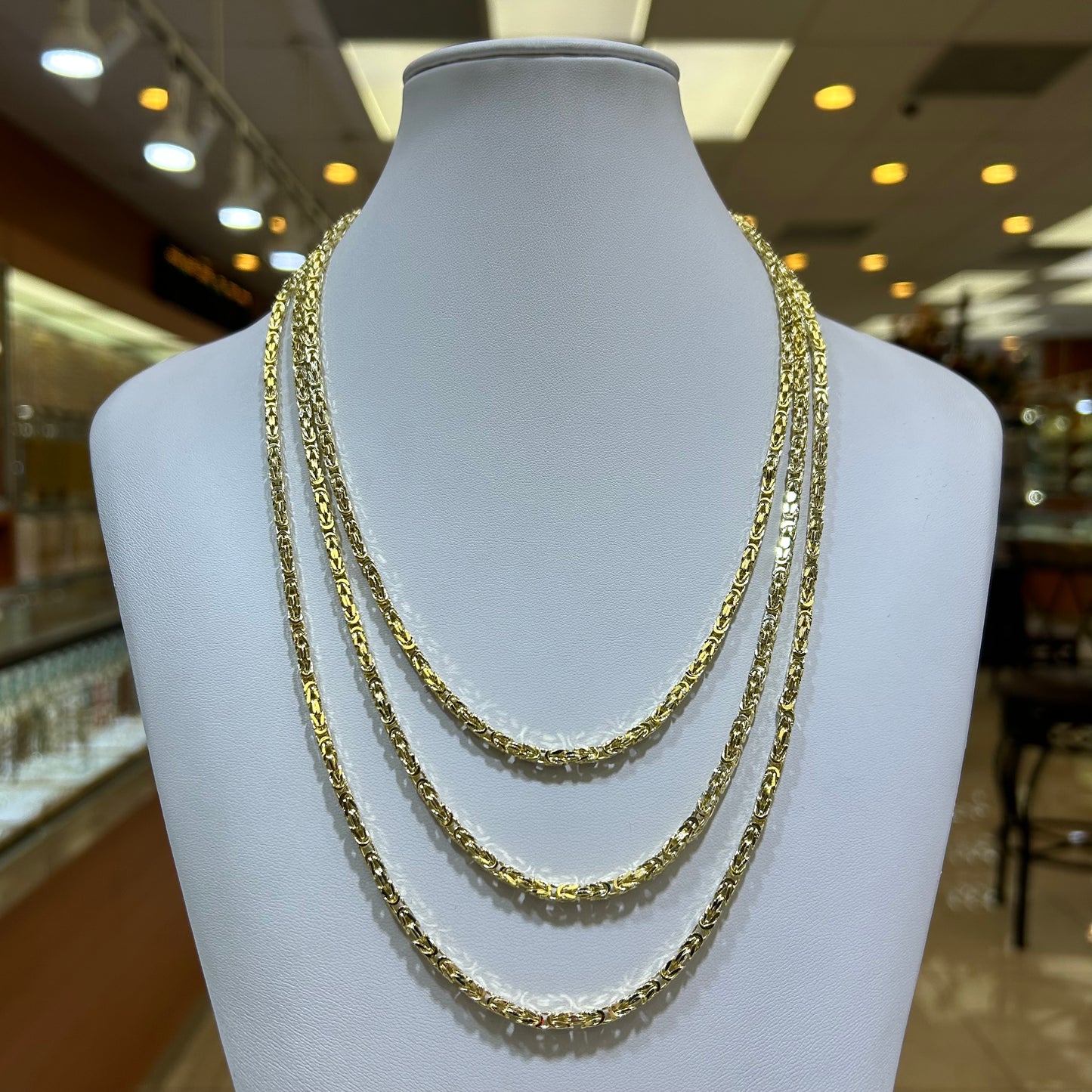 14k 4mm Semi Solid Byzantine Chain