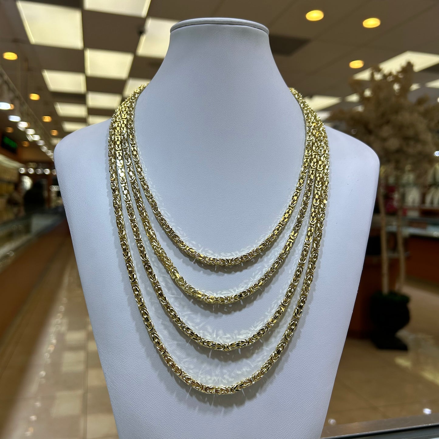 14k 5mm Semi Solid Byzantine Chain