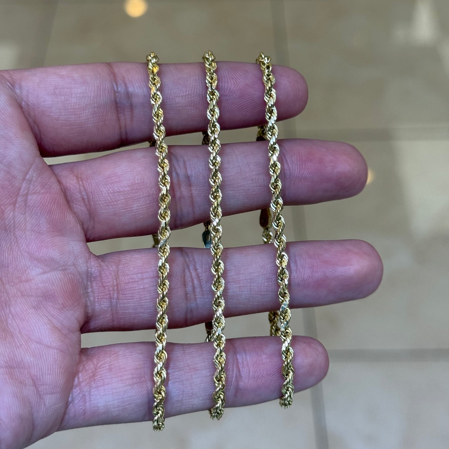 14k 3mm Semi Solid Rope Bracelet