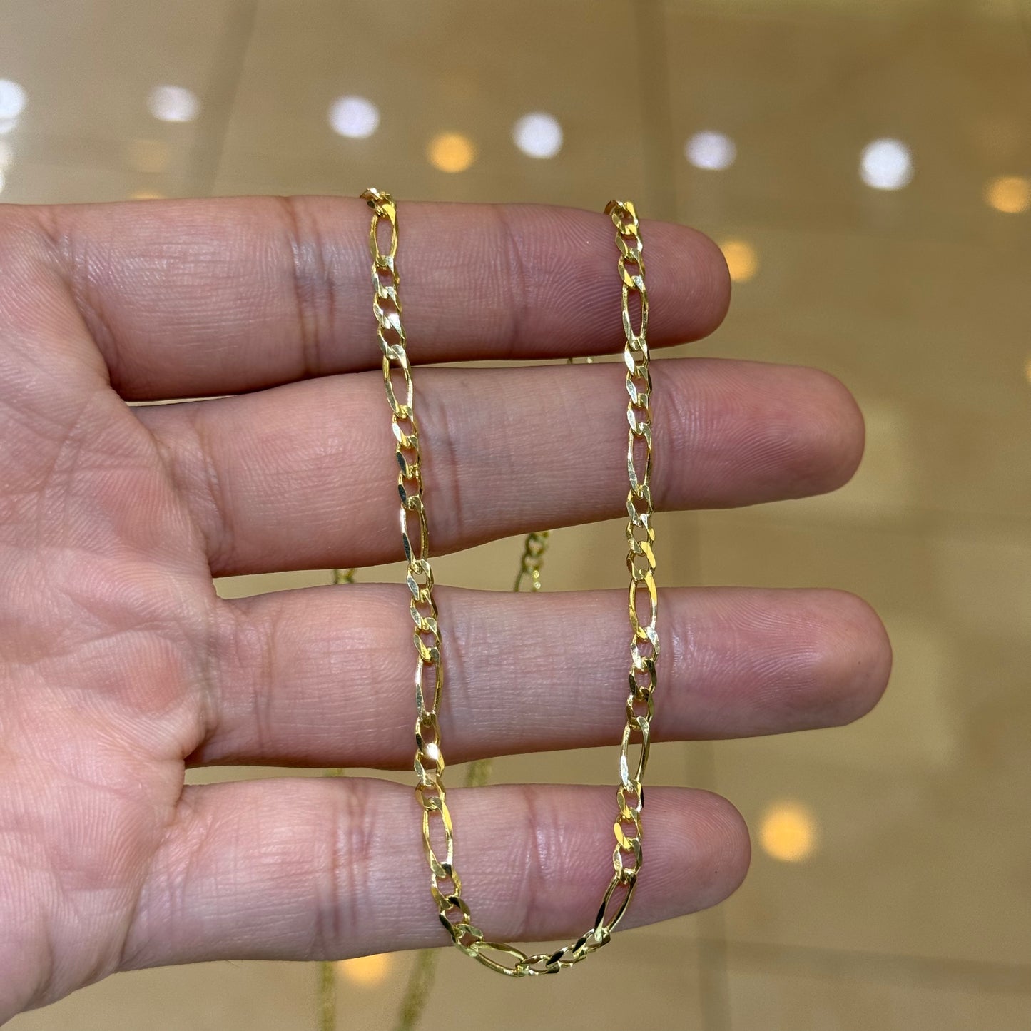 14k 3mm Solid Figaro Chain