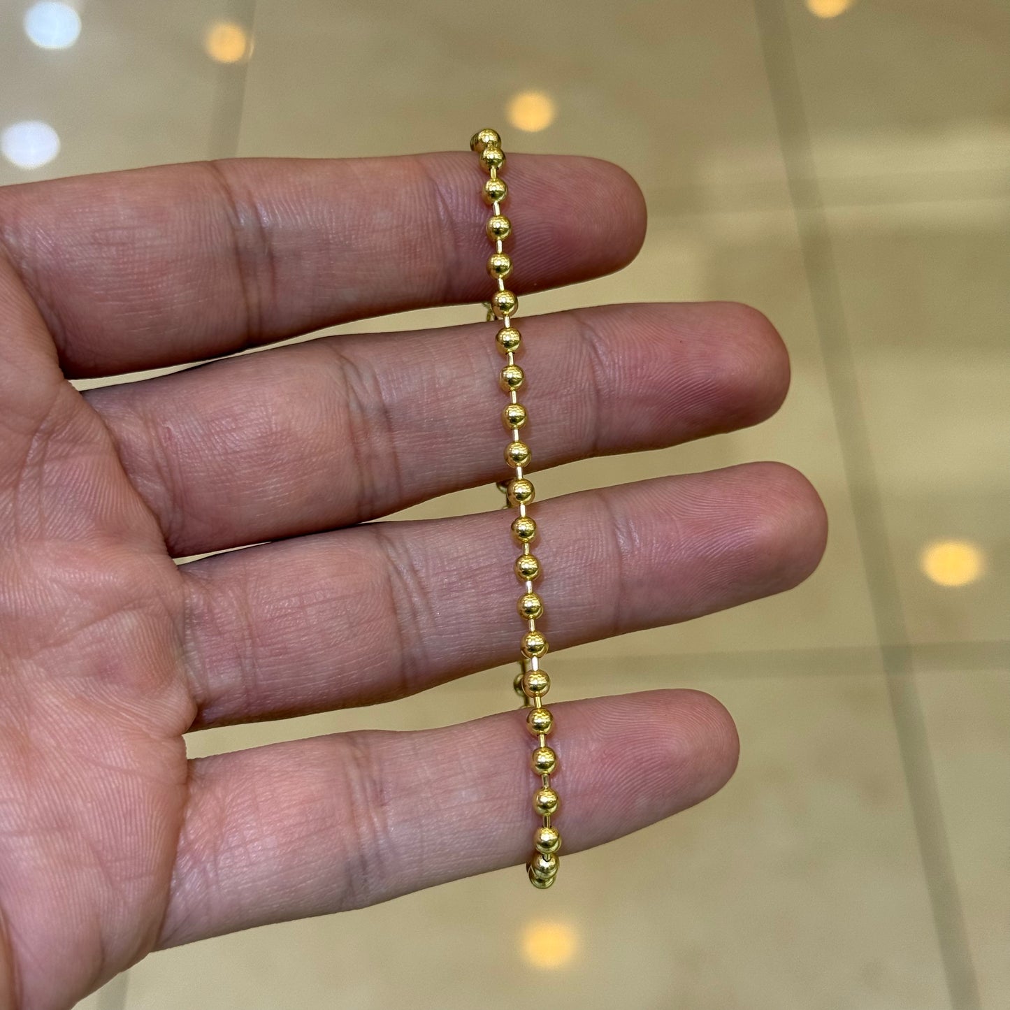 14k 3mm Solid Ball Link Bracelet