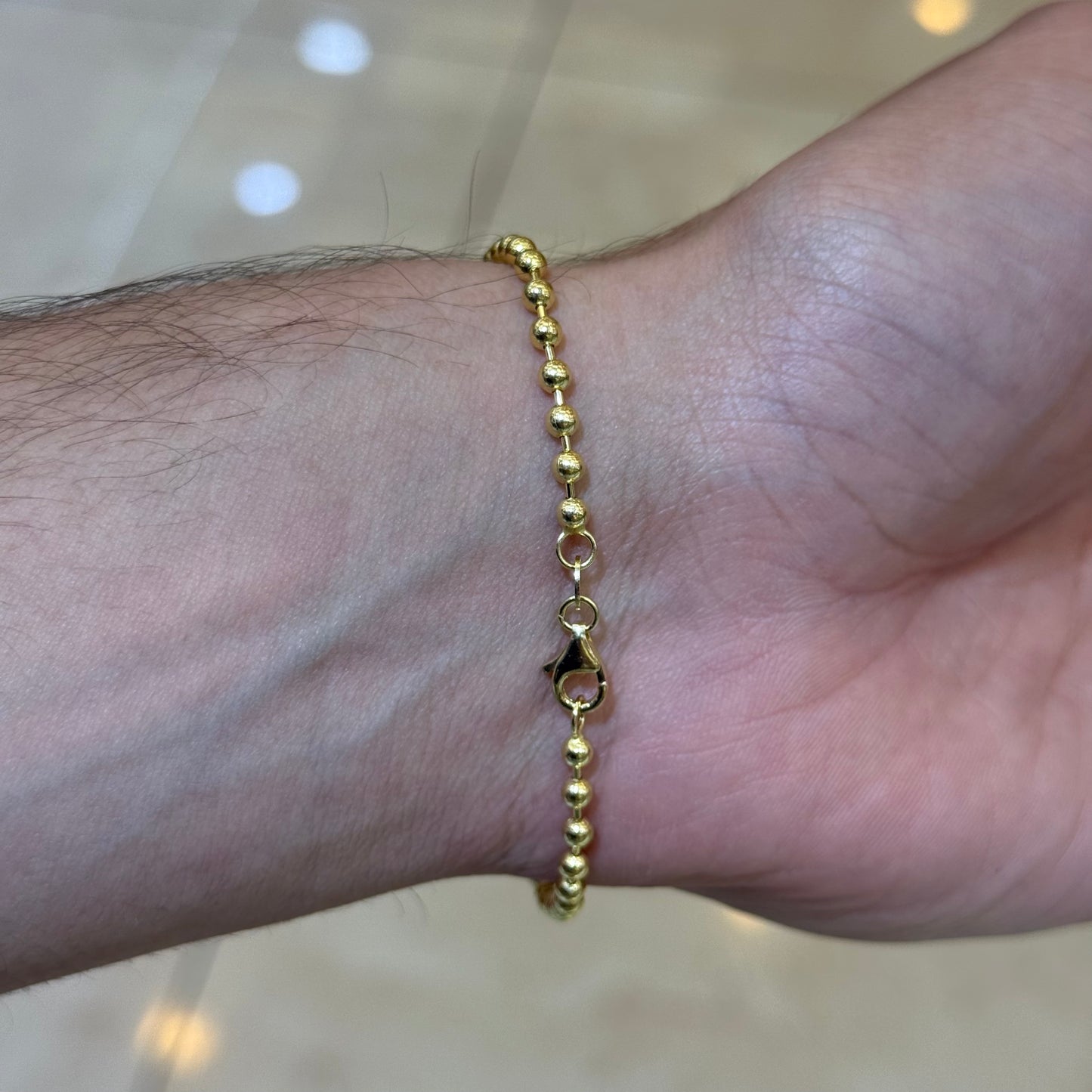 14k 3mm Solid Ball Link Bracelet