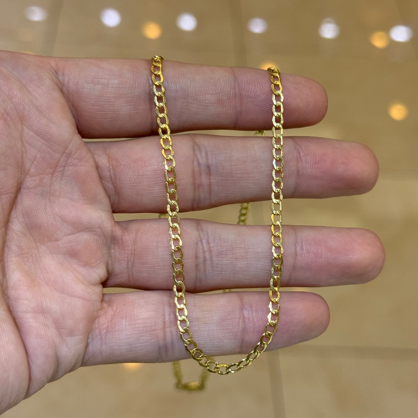14k 3mm Semi Solid Cuban Chain