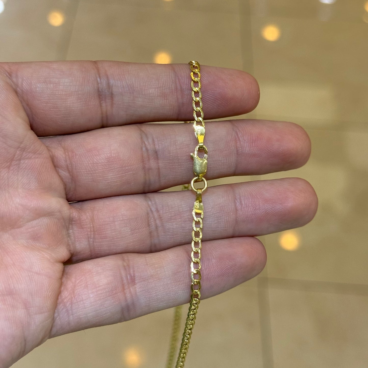 14k 3mm Semi Solid Cuban Chain