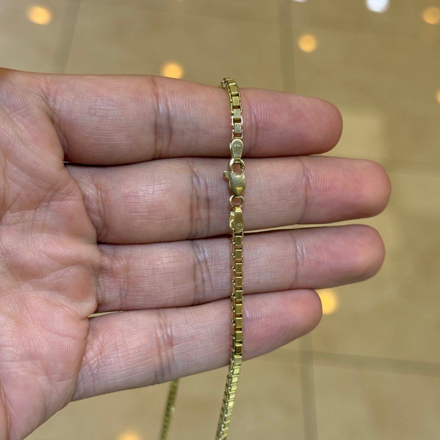 14k 3mm Solid Box Chain