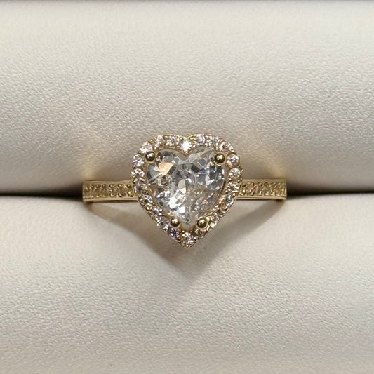 14k CZ Heart Ring