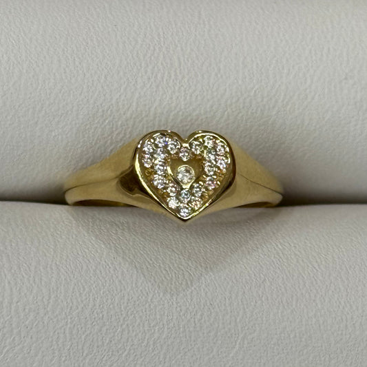 14k CZ Heart Ring