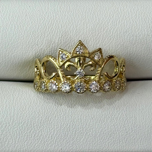 14k CZ Crown Ring