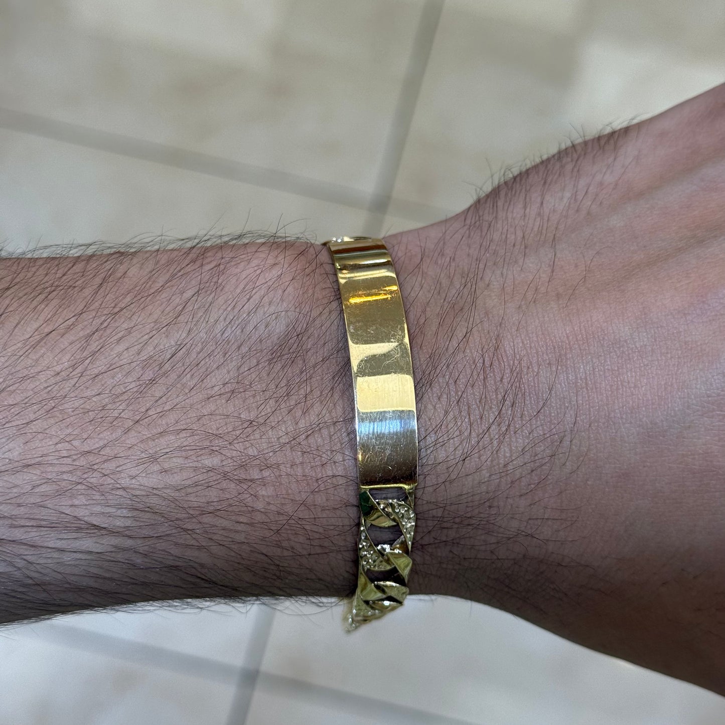 14k 9mm Nugget Cuban Link ID Bracelet
